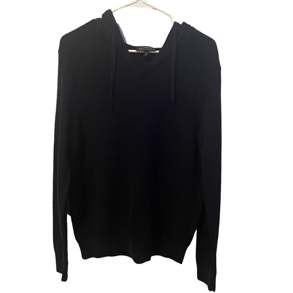 Express Dark Navy Blue Waffle Knit Hoodie